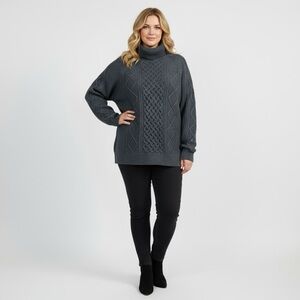 Wind River Heritage Charcoal Turtleneck Sweater Cotton Knit Chunky Pullover XL